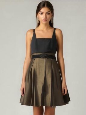 Wrapper embellished metallic skirt formal party cocktail dress size 6